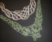 Vintage Lace Yoke Collar - sage green floral or white basketweave