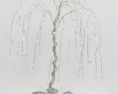 Weeping Willow Tree Wire Sculpture with Ivory Pearls - NouveauTique