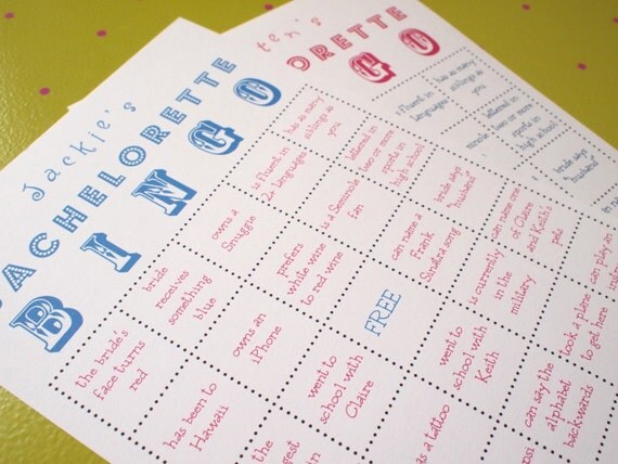 Bachelorette Party BINGO Game - Customized, super fun party game