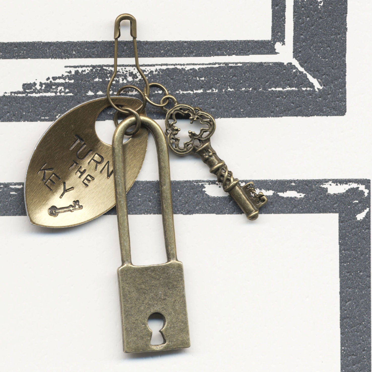 Turn the Key - Change it Charm - Hand Stamped