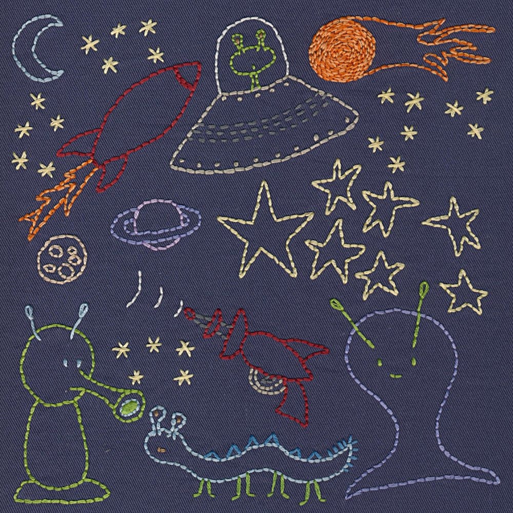 Space embroidery pattern PDF