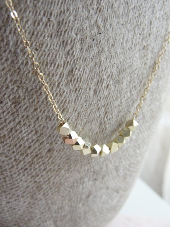 Petite gold and rose gold nugget necklace - gold and rose gold necklace