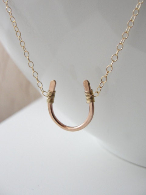 Lucky rose gold horseshoe necklace - petite gold horseshoe necklace