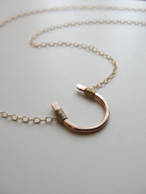 Lucky rose gold horseshoe necklace - petite gold horseshoe necklace