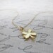 Simple gold clover necklace - shamrock necklace - lucky gold jewelry