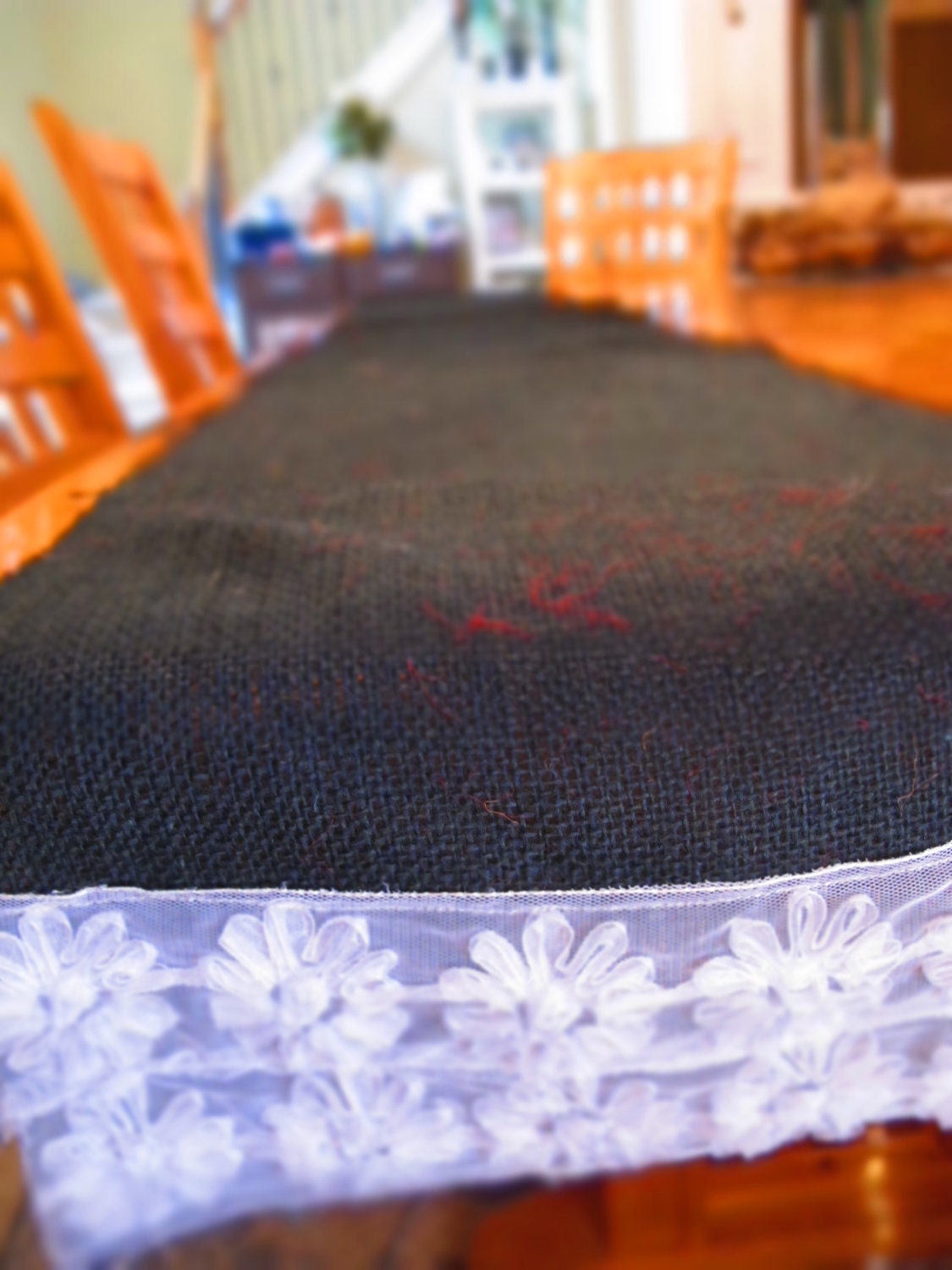 Black Burlap Table-Runner