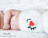 LOVE Crochet Baby Hat with Pom Pom