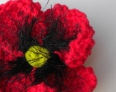 Poppy Pin Hair Clip Red Flowers
