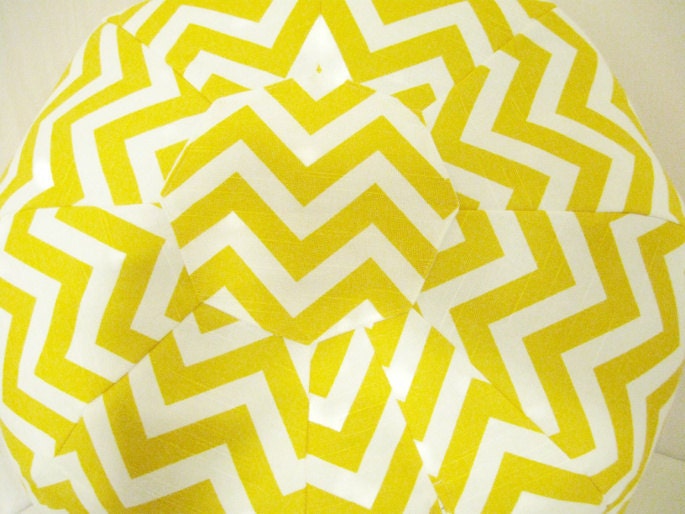 Large Yellow Chevron Print Floor Pouf