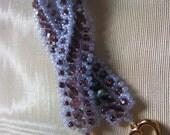 Blue Violet Woven Bead Bracelet, with Gold Heart Clasp