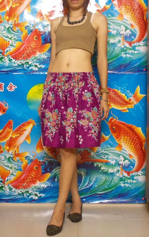 My Cute Mini Skirt - Thai Plum - Cotton, Free size.