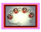 BEAGLE DOG LOVE Pet Altered Art Button Charm Bracelet with Rhinestone