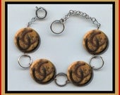 HORSESHOES HORSE SHOE Good Luck Sign Symbol Altered Art Button Charm Bracelet with Rhinestone