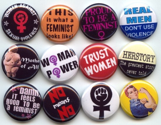FEMINIST Feminism Equal Rights 12 Pinback 1" Buttons Badges Pins