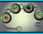 GIRL SCOUTS Patches Badges Charm Bracelet with Rhinestones Altered Art Jewelry