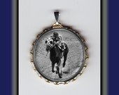 Secretariat with Jockey Rider Racehorse  Art Brass Charm