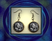 Albert Einstein Art Brass Charm Earrings