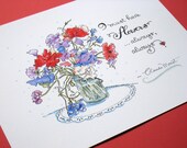 I Must Have Flowers. Mason Jar Art. Monet Quote. 8x10 Print.
