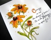 Courage Inspirational Quote Print. Flowers Art. Black-eyed Susans. 5x7