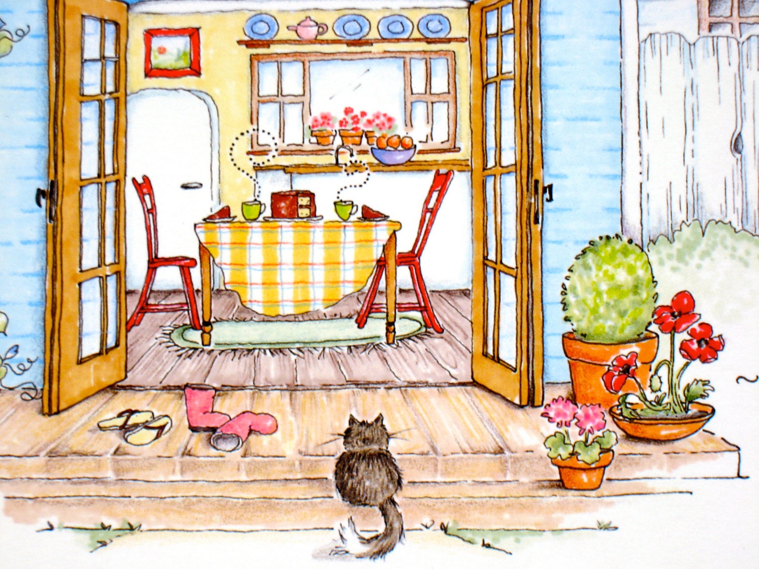 Cottage Kitchen Art. Small Houses Quote Print - Things Taste Better. 8x10