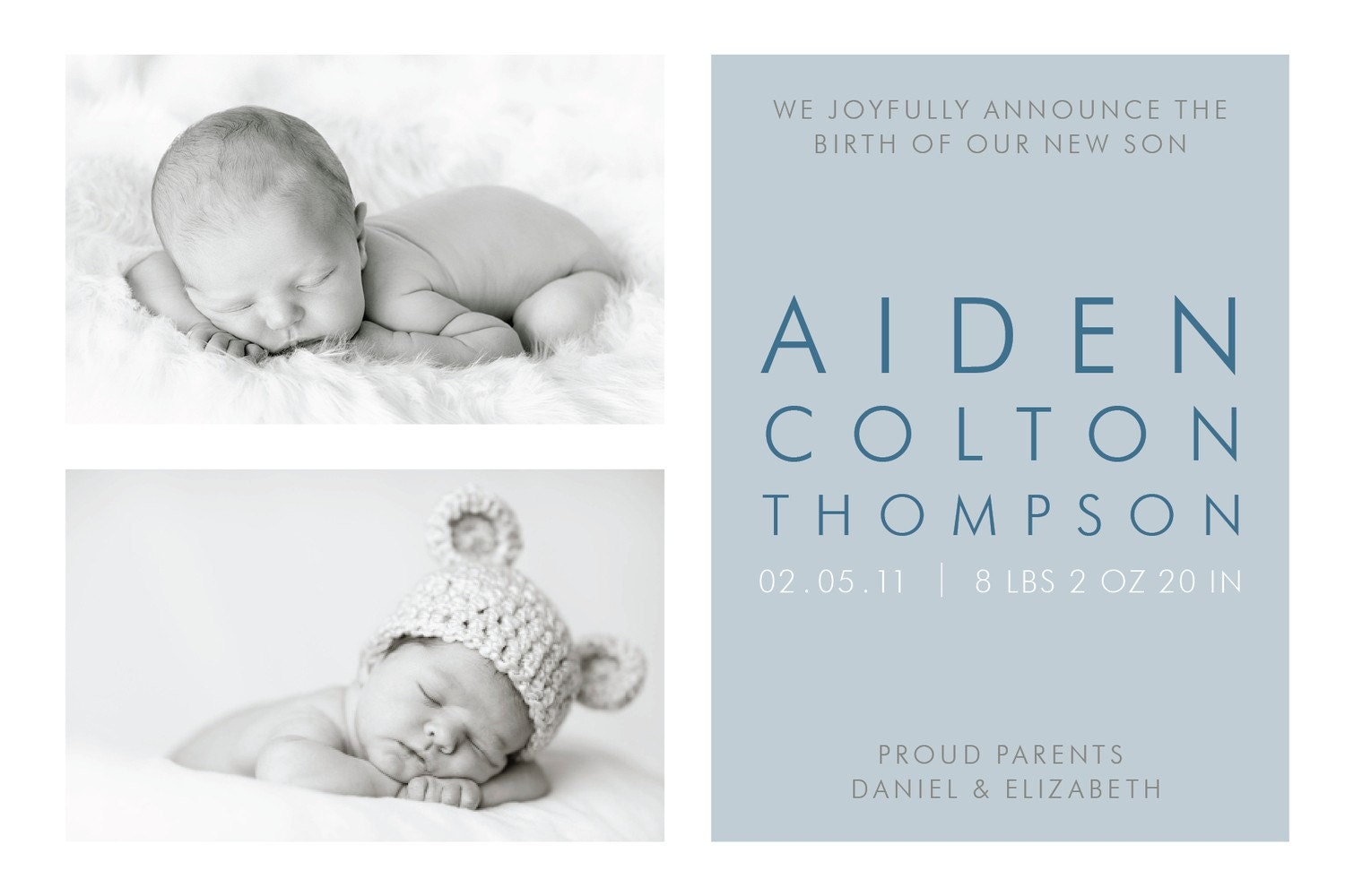 baby boy custom photo birth announcement - breathe