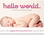 custom photo birth announcement - hello world
