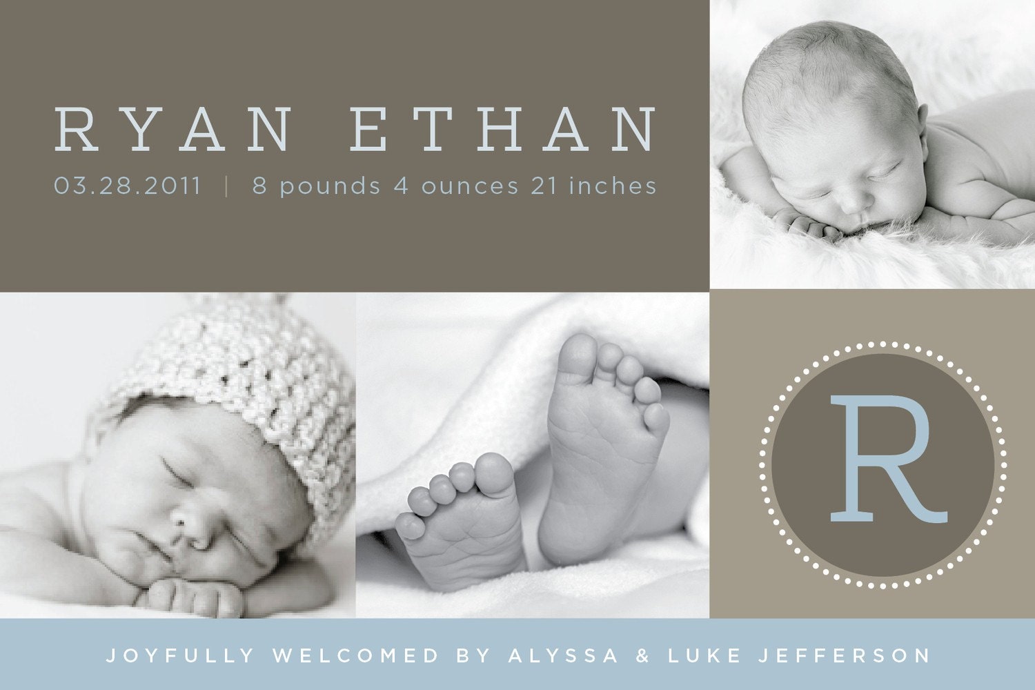 baby boy or girl photo birth announcement - modern