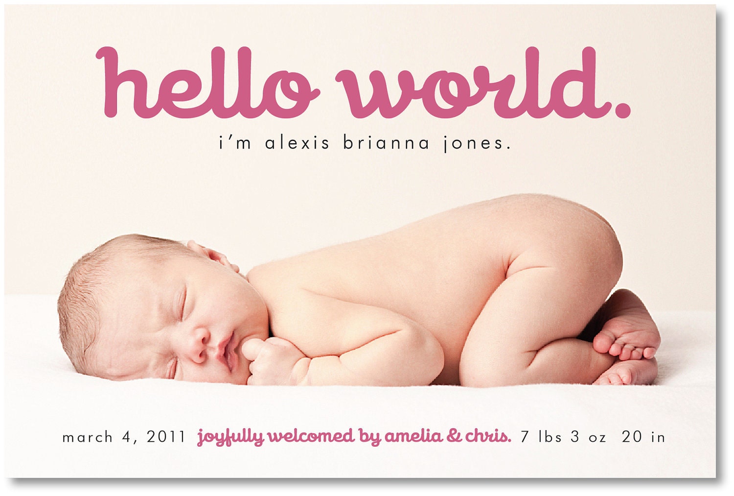 custom photo birth announcement - hello world