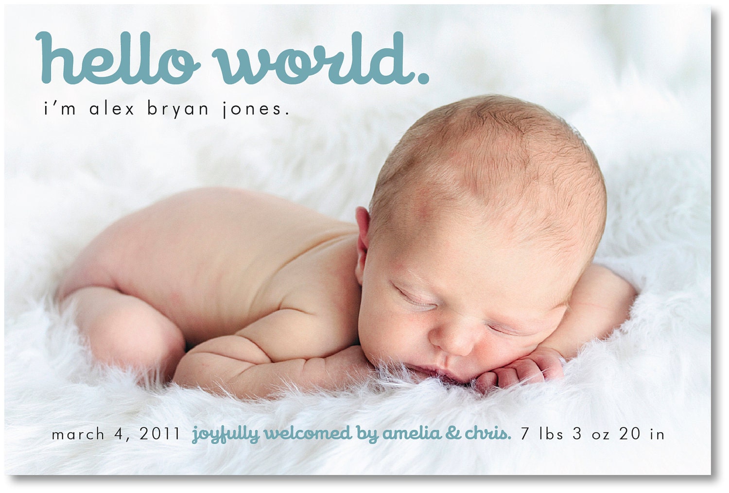 custom photo birth announcement - hello world