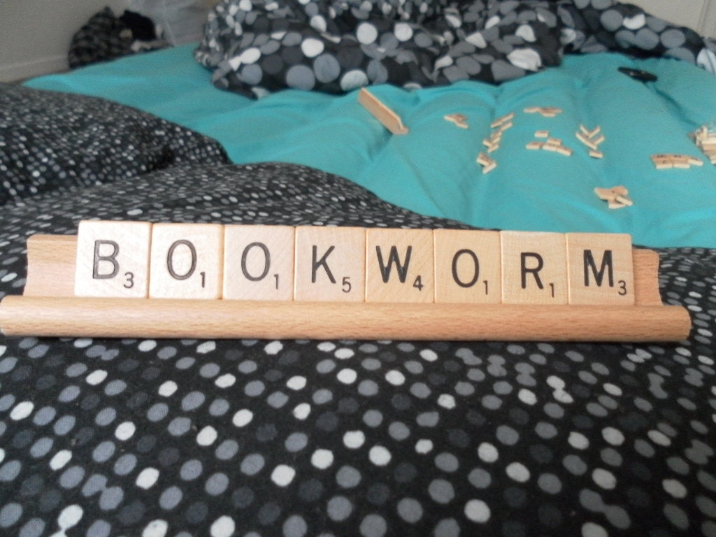 BOOKWORM Scrabble Sign Nameplate letters Upcycled/Recycled Nerd Geek Houseware