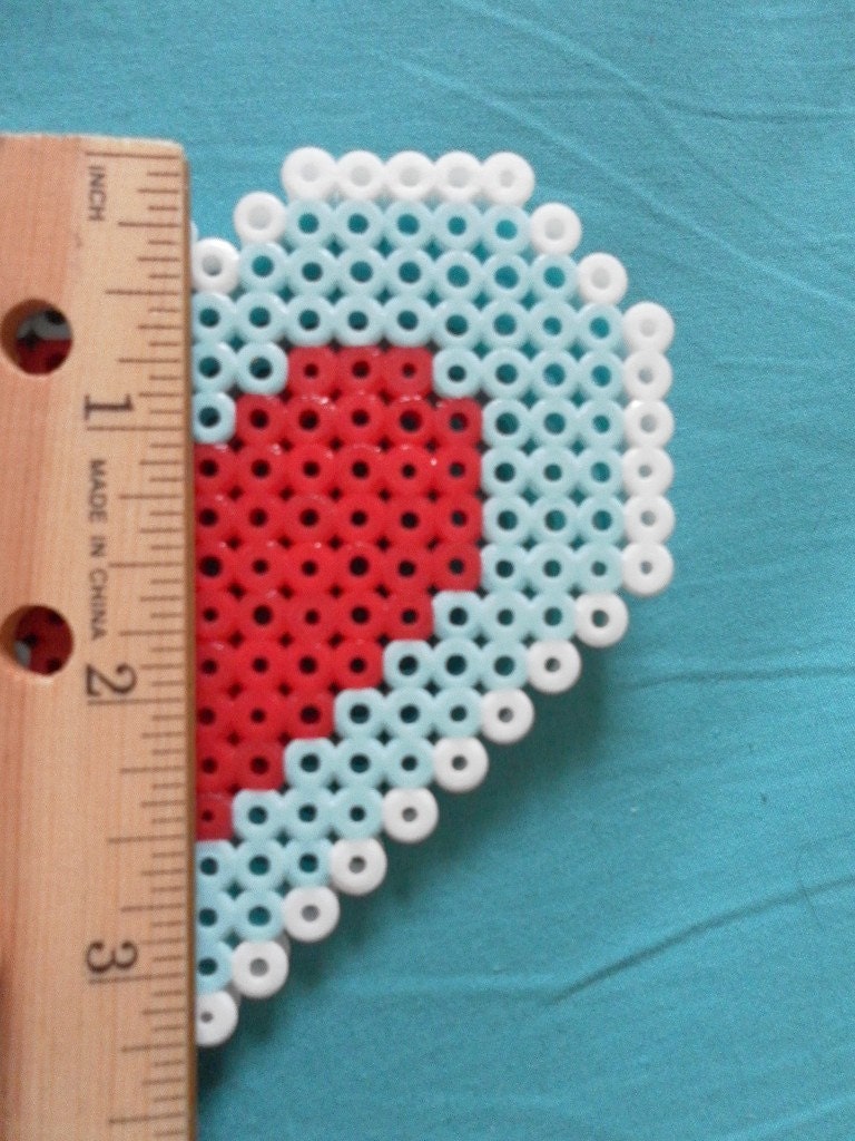 Zelda Nintendo heart container perler bead coasters PLUS Link magnet 8bit