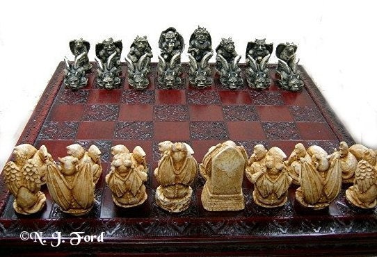 Gargoyle Chess Set/ Pieces HALF SET 16 Pieces (Reserved for Simon Roberts)