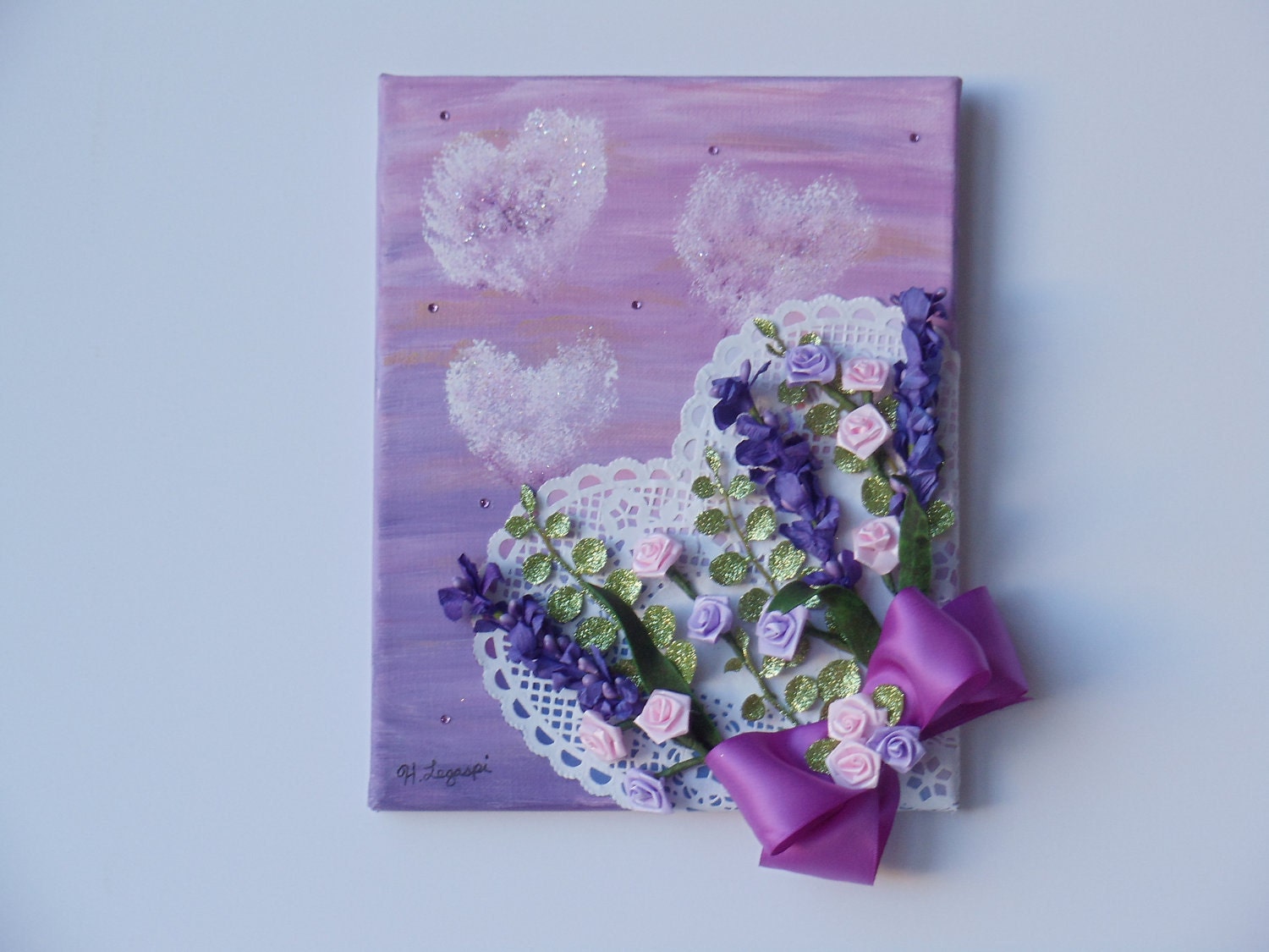 Silk Flower Heart Canvas Art, Spring Love (CF126)