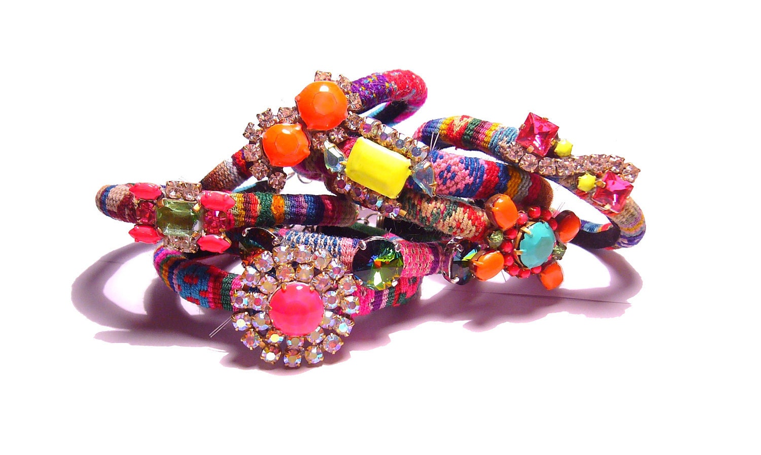 The ORIGINAL ss2012 Vintage Rhinestone Friendship Bracelet - Neon BOHO LUST (Pre Order) As seen on the BagHag Diaries