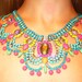 One of a Kind Neon Handpainted Vintage Rhinestone Necklace - Example