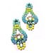 One of a Kind Gradient Neon Hand Painted Vintage Rhinestone Earrings - Brazilian SeaBreeze (RESERVED)