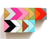 24 Mini Color Block Magnets - BESTSELLER - Hand Painted Wood Blocks in AUSTIN SET (Gold, Neon Pink, Aqua) - Geometric, Color Block