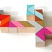 24 Mini Color Block Magnets - BESTSELLER - Hand Painted Wood Blocks in AUSTIN SET (Gold, Neon Pink, Aqua) - Geometric, Color Block