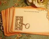 Wedding Wish Cards - Wedding Advice Cards- Key To A Successful Marriage-Vintage Key & Key Hole- Vintage Card Set- Set of 25
