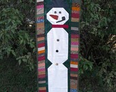 Frosty ... snowman quilt wall hanging winter snow multi colored xmas traditional holiday christmas festive quilted patchwork fairytale