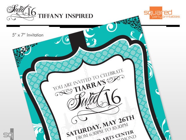 Inspired by Tiffany Sweet 16 Birthday Party Invitation - DIY Printable