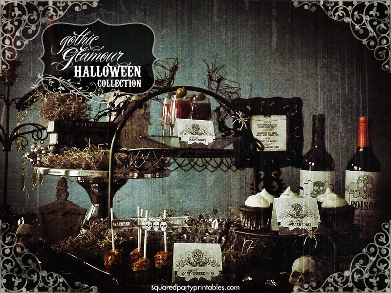 Printable Halloween Party Collection - DIY Printable Party Package - Do-it-Yourself Print Kit - Gothic Glamour Collection