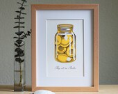 Jar of Peaches  /  "They Call Me Peaches"  Letterpress Art Print