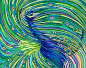Peacock Energy Painting - Giclee Print by Energy Artist Julia Watkins