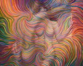 Leaning Lovers Energy Painting - Giclee Print Signed By Julia Watkins