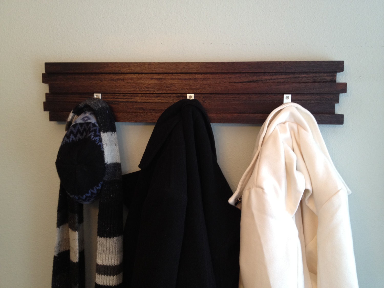 Backpacks Rack 4 Hook Modern Key Hat Coat Minimalist Wall Hanging w/ 4 Hooks Dark Espresso Finish