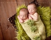 Organic Chunky Pea Pod Baby Cocoon and Hat  - Free Domestic Shipping
