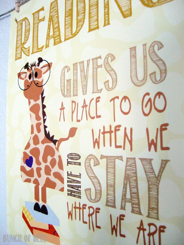 Read children's room print - Giraffe from the safari series