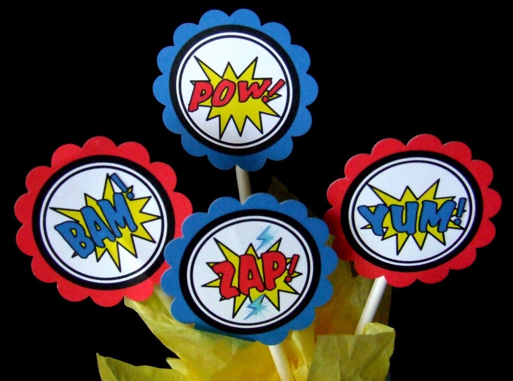 INSTANT DOWNLOAD - Printable  Superhero Cupcake Toppers  & Favor Tags