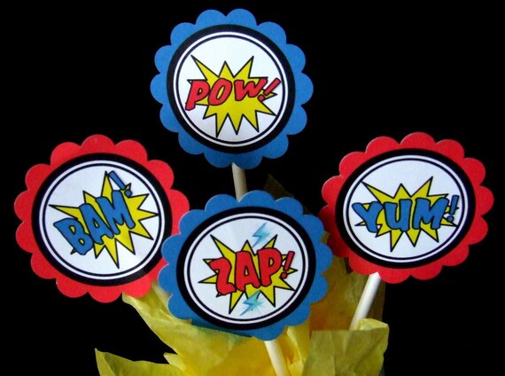 FREE Printables! Superhero Cupcake Toppers (Superman, Spiderman.